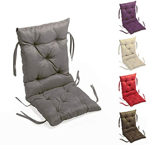 sunnypillow Stuhlkissen Outdoor, Indoor - 50 x 50 x 50 cm - Auflage für Stühle, Bänke in Haus und Garten - Sitzkissen und Rückenkissen - Stuhlauflage, Gartenkissen für Gartenmöbel - Kissen Grau