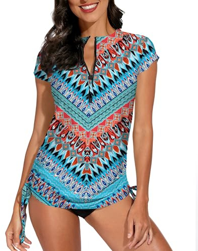 BesserBay Rash Vest Women Short Sleeve Swimming Shirt Swim Suit Tops Swimwear Rashguard A5 M