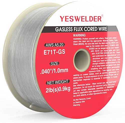YESWELDER Fülldraht Gaslos Ø 1,0mm, Universal FLUX Schweißdraht E71T-GS, 0,9kg Spule MIG MAG Baustahl, Drahtrolle D100