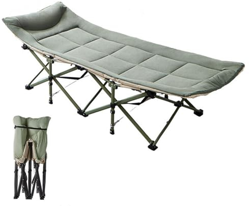 YVYKFZD Campingbett Feldbett Klappbar für Erwachsene, Klappbett Campingbett, tragbare Einzelner Campingliege mit Kopfstützendesign, unterstützt 485 Pfund, für Zeltreisen im Freien (Color : Greyish gr