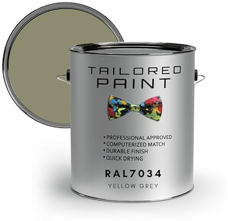 Tailored Paint uPVC Window & Door 1K Paint Brush or Spray On - Matt Finish - RAL7034, Yellow Grey - 100ml Tin