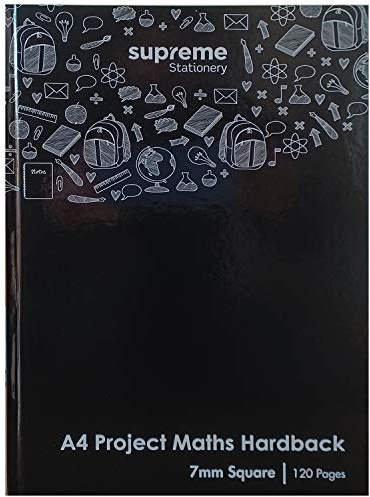 MS MY STATIONERY A4 inbunden anteckningsbok linjerad 7 mm fyrkanter projekt matematikbok 120 sidor (60 ark) 80 gsm papperspaket med 2