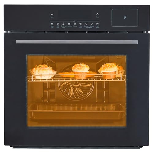 Wall-mounted oven, built-in oven, built-in oven, 24 inches, supports steam, grill and air frying modes, stainless steel material, touch control