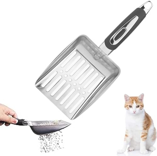UQMIQURA Pala per lettiera per gatti, in acciaio inox Cat Litter Scoop, pala per gatti, lettiera per gatti, lettiera per gatti, gatti e cani