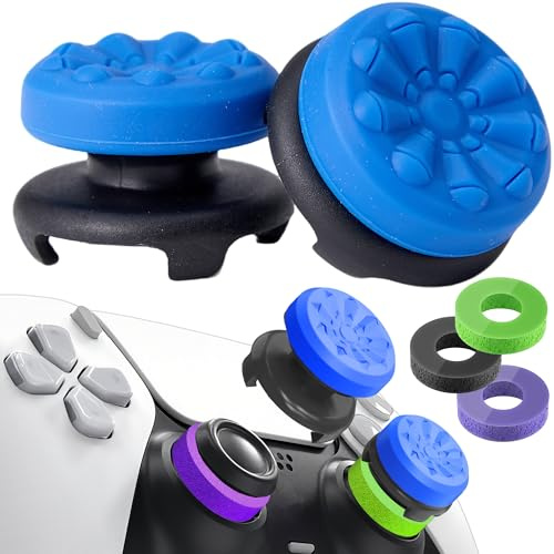 STAY GENT Thumbsticks & stötdämpare för PS5-kontroller, 2 stycken silikon-thumb grip kepsar för att förbättra mål, kontrollera och noggrannhet spel, babyblå