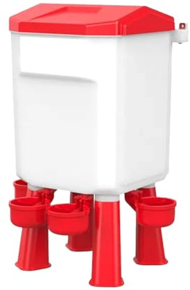JANZU Bebedero para Pollo Colgante de Plástico. Bebedero de de corral con patas desmontables para pollo, pavo, ganso, pato, . Capacidad de 7L.