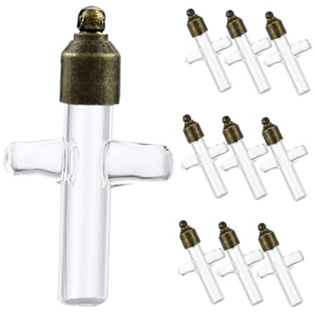 GLEAVI Colgante De Botella De Vidrio De Vidrio Pequeños Tapa De Mini Botellas De Para Uso Collares Para Decoración Líquidos Para Crafts y Regalos