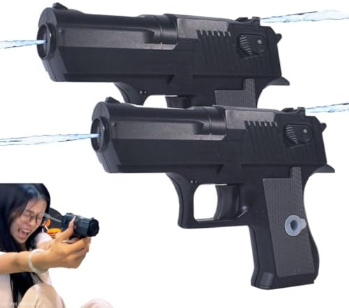 Prank Water Gun, Two-Way Water Gun Water Pistols for Kids, Manual Water Soaker Gun Reverse Water Guns, Creative Water Blaster Prank Trick Ideas for Water Battle Fun (Black 2pcs)
