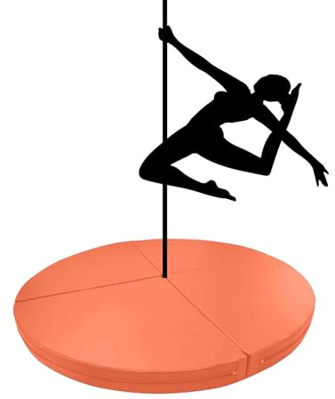 Generisch Extra stor orange poledance-matta – 200 cm, anti-fallskyddsmatta för nybörjare, gym och fitness, perfekt för poledance-stänger, rund design för ökad säkerhet