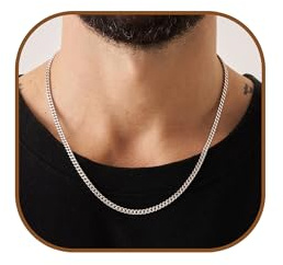 Esrael Halskette Herren Silberkette Herren Kette 3.5mm Edelstahlkette Panzerkette Halskette Männer Silber Kette Schmuck Geschenke für Männer 20 Zoll