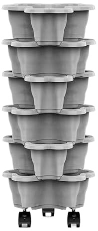 Xefzoa Torre de plantación apilable | Macetero de fresa de 6 pisos | Torre de jardín resistente a la intemperie para hierbas, fresas y verduras – de plantación que ahorra espacio para balcón