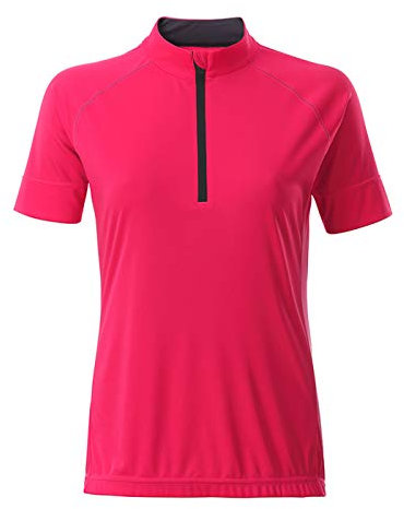JAMES & NICHOLSON - Maillot Cycliste Femme en Jersey (XXL, Rose Vif/Titane)