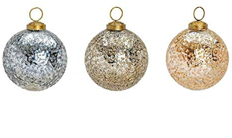 Weihnachtskugeln aus Glas in Gold, Braun oder Silber, Farbe:Gold