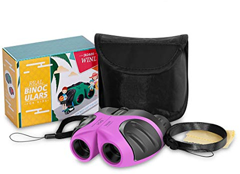 JRD&BS WINL Jumelles pour Enfants, Enfants De 4-9 Ans, Jeux De Plein Air, Cadeaux d'anniversaire pour Filles, Cadeaux De Garçon De 5-12 Ans, Enfants Chassant, Apprenant (Rose)