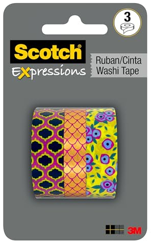Scotch Expressions Washi Tape, 3 Rolls/Pack (C1017-3-P3)