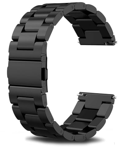 SUNDAREE Armband Kompatibel med Garmin Venu/Sq 2/Venu 2 Plus/Vívoactive 5 3/Vívomove 3 Trend/Forerunner 245 645 Music 165,20mm svart herr metallarmband metall rostfritt stål ersättning klockarmband