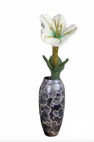 KWH Nachhaltige, handgemachte, handgemachte, gefilzte weiße Christrose-Blume aus fairem Handel