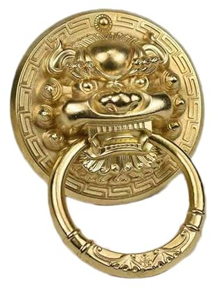 Vintage Dörrknackare, Mässing Stor antik Lejondörrknackare Lejonhuvud Dörrklappare Lions heminredning med skruv