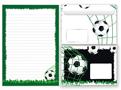 Briefpapier-Set Briefblock mit Umschlag für Jungen Kinder Fussball Fußball (Block A5 mit 25 Blätter + 15 Umschläge)
