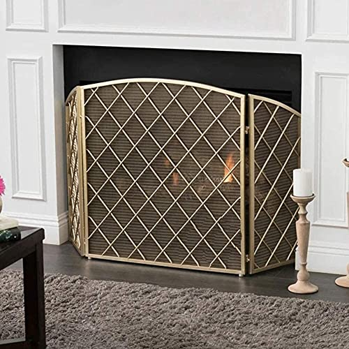 3-teiliges Funkenschutzgitter, Kaminschutzgitter aus Eisen, Sicherheits-Kaminschutz aus Metallgeflecht für Holz, dekoratives Schnörkeldesign, Kamin, Öfen, Grills The New
