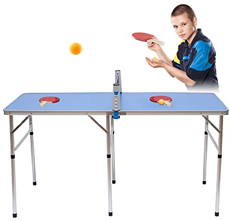 BRRIDE Tischtennisplatte Mini Tischtennistisch Komplettset für Haus und Garten Enthält 1 Tischtennisplatte, 2 Schläger und 3 Tischtennisbälle