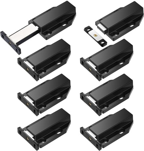 Zonon 8 Pack Magnetic Push Latch Heavy Duty Push to Open Cabinet Hardware Release Touch Latch and Catch Press Out Magnet for Large Door Cabinet Kitchen Drawer Lock (Black)