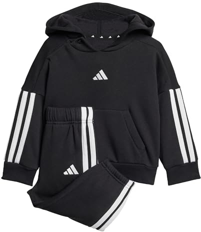 adidas Unisex Baby ESSENTIALS HOODED JOGGER, black/white, 12-18 Months