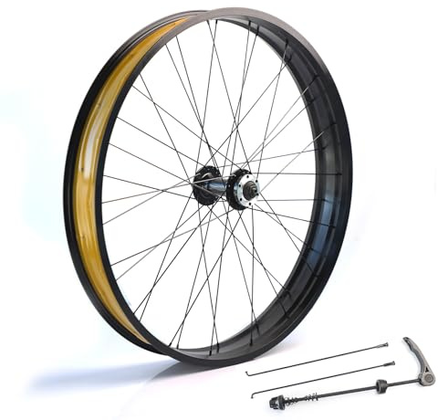 Fat Bike Roue De Vélo 20/26 Pouces X 4.0in Freins À Disque Roue Avant Alliage D'aluminium Blocage Rapide 9x135mm 36H Roues De Vélo Neige/La Plage/E-Bike(26in)