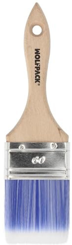 WOLFPACK LINEA PROFESIONAL Paletina Profesional Plus Ancho 60 mm. Cerdas Sintenticas PBT, Mango Madera Haya Ergonomico, Brocha Pintor, Pincel Pintura