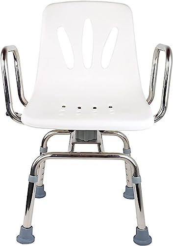 Silla de ducha para personas mayores con reposabrazos y respaldo, taburete giratorio para discapacitados y bañera, altura ajustable hasta 150 kg