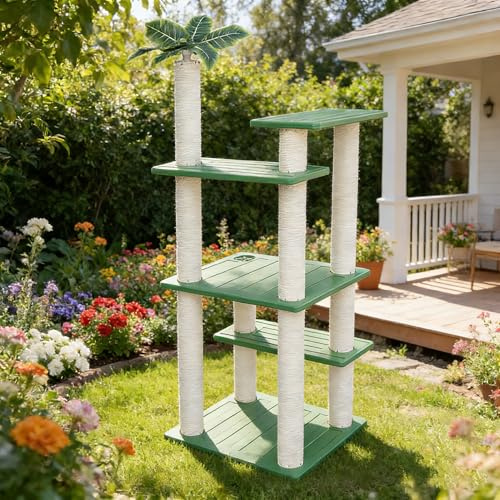 MAOHEGOU 56 Inches Large Outdoor Waterproof Cat Tower, Multi-Level Cat Tree, for Outside and Indoor Cats, with PVC Board and Cat Scratching Posts