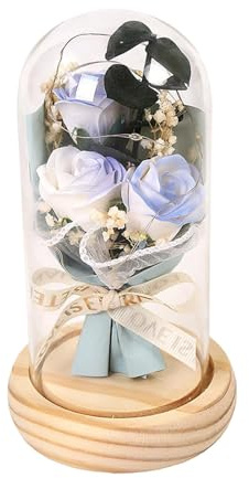 Fmzrbnih Rosa Artificial - Rosa Eterna En Cúpula De, Flor Preservada En Cúpula De con Luces LED, Regalo De Flores Artificiales Modern Elegant, Tamaño 9*16CM/3.54*6.3 Pulgadas, 1 Unidad