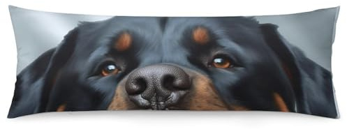 Federa per cuscino con testa di Rottweiler, leggera, super morbida, facile da pulire, in microfibra, resistente alle macchie, morbida e accogliente, con chiusura a cerniera