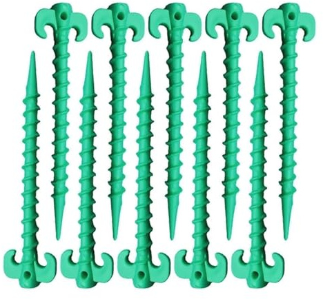 20 st kraftiga tältspikar campingpinnar plastpinnar utomhusläger för fixering av regnpresenningar för utomhusstrand (grön)