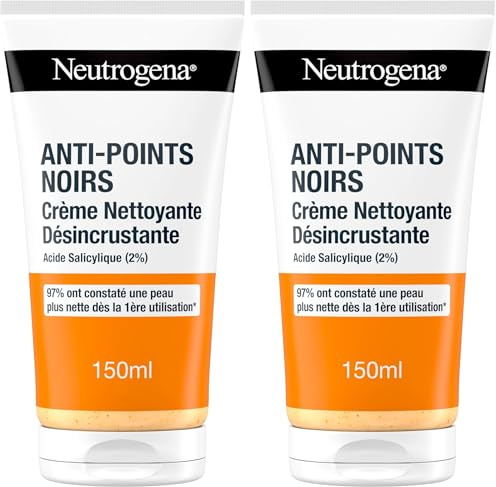 Neutrogena | Crème Nettoyante Désincrustante Anti-Points Noirs (tube de 150 ml) – Nettoyant pour le visage à l'acide salicylique (2%) (Lot de 2)