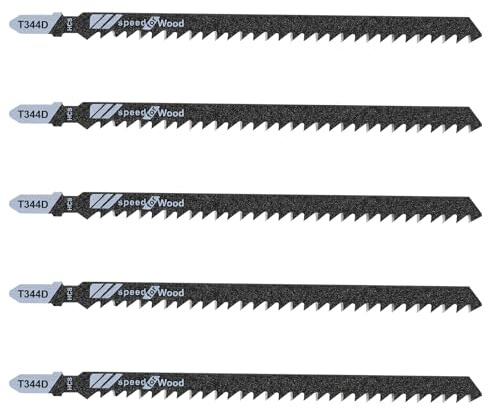 5PCS T Shank Jigsaw Blades Jig Saw Blades for Wood T344d 6 Inch Long Jigsaw Blade High Carbon Steel Jig Saw Blade Assorted Replacement Jigsaw-Blade for Cutting Wood Metal Hardwood PVC Plastic