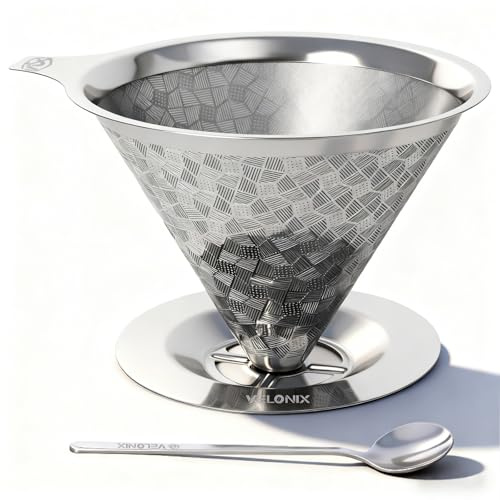 Velonix® Edelstahl Kaffeefilter & Kaffeefilterhalter – Gr.4