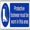 vsafety 41091 ax-s Schutz Schuhe zu tragen, in diesem Bereich Pflicht Schutzbekleidung Schild, selbstklebend, Landschaft, 300 mm x 100 mm, blau
