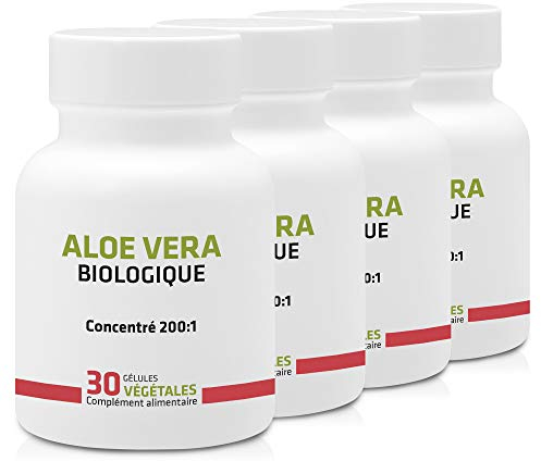 BIO ALOE VERA KAPSELN * PACK 3+1 * 250 mg / 120 Kapseln * Konzentriertes Pulver 200:1 * Immun, Verdauung