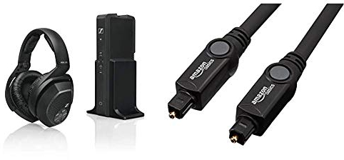 Sennheiser RS 175-U Over-Ear Funkkopfhörer HiFi Surround Sound, schwarz & Amazon Basics Toslink Optisches Digital-Audiokabel, 1,8 m