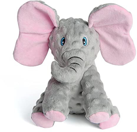 DODODOLA Dog Toys Puppy Toys Cute Squeaky Elephant Dog Toy with Crinkle Paper Stuffed Plush Animal to Keep Them Busy for Small Medium Large Dogs