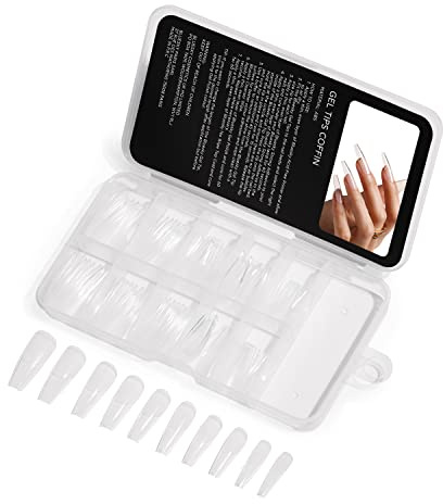 Bluesky Soft Gel Coffin Nail Tips - 100 Pieces. Full Cover Nail Tips x 100
