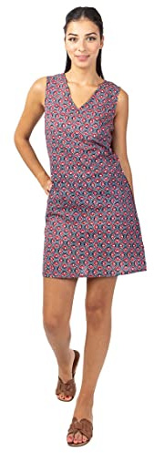 Coton Du Monde | Robe Courte Diana Coton sans Manches col V imprimé Ethnique Rose