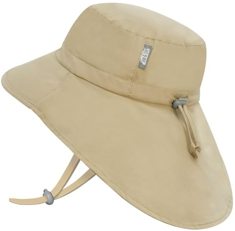 Jan & Jul Sommer Bade Sonnenhut für Kleinkinder 100% Baumwolle (L: 2-5 Jahre, Olive Khaki)