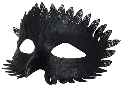 HSSPYY Obsidian Raven Masquerade Mask – Elegant Black Half-Face Bird Mask with PU Feather Texture for Christmas Parties, Carnival, New Year’s Eve & Fancy Dress Events