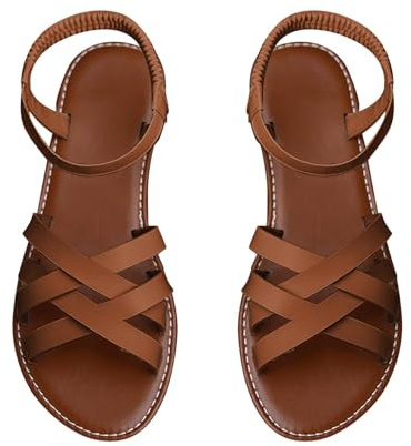Sandali piatti da donna eleganti senza cinghie, sandali estivi Peep Toe, sandali romani, con elastico, antiscivolo, traspiranti, sandali estivi da donna