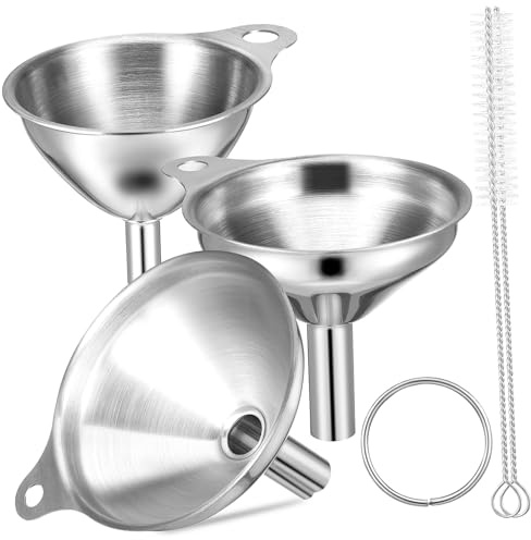 CIYODO Stainless Steel Wine Funnels Wide Mouth Oil Bottle Sifter Strainer Home Kitchen Tool Reusable Cleaning Brush Included
