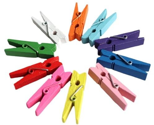 Clothes Pins 300Pcs Colored Wood Clothespins DIY Garment Sewing Aid Clip Natural Wood Photo Card Clamp 72mm for Photo Wall and DIY Craft