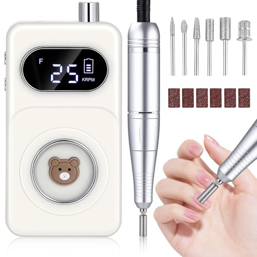 Fresa per Unghie 45000 RPM, Professionale Ricaricabile Lima per Unghie Elettrica Velocità Regolabile 6 In 1 Manicure Set Trapano Elettrico con Display a LED per Saloni di Unghie, Rimozione Gel