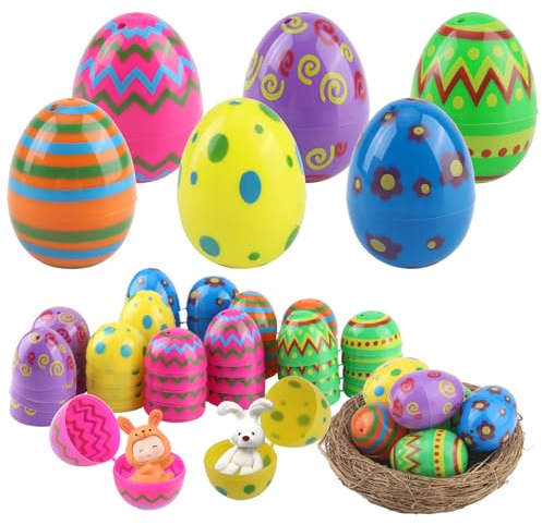 chenyu 24 Pezzi Uova Plastica da Riempire 2.36 Pollici Colorato Uovos di Pasqua Vuoto Plastica per Cesti Pasquali Caramelle Adatte Come Regalo per Le Feste Caccia alle Uova di Pasqua